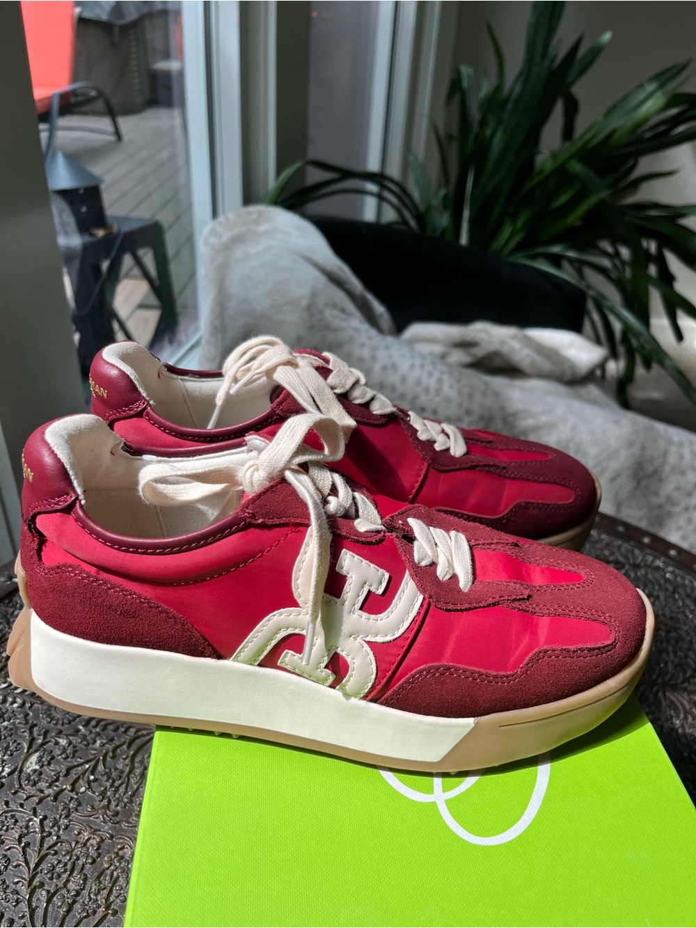 SAM EDELMAN LANGLEY LACE UP SNEAKERS IN DEEP SCARLET RED SUEDE 7 - Picture 7 of 11
